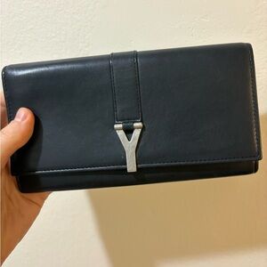Saint Laurent Black Wallet with Silver Accent